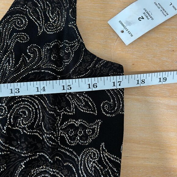 Alex Evenings 2 Piece Jacket Tank Set Womens Large Black Metallic Paisley Slinky - Picture 15 of 16